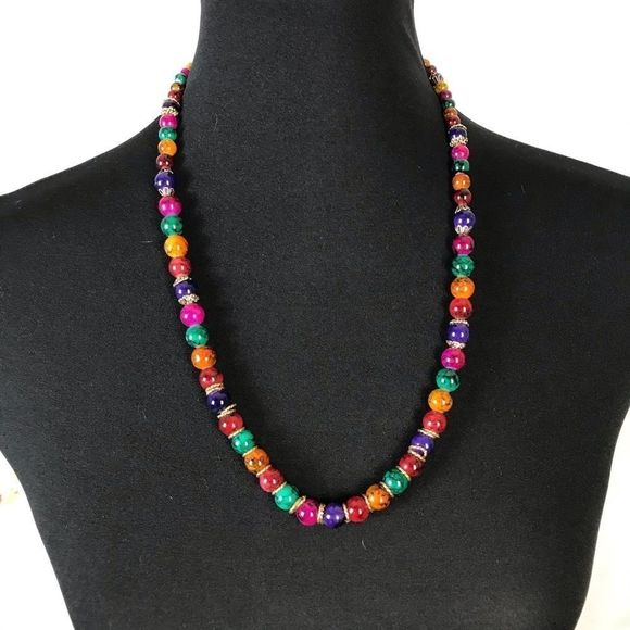 Multi-Color Semi-Precious Gemstone Necklace - Picture 3 of 6